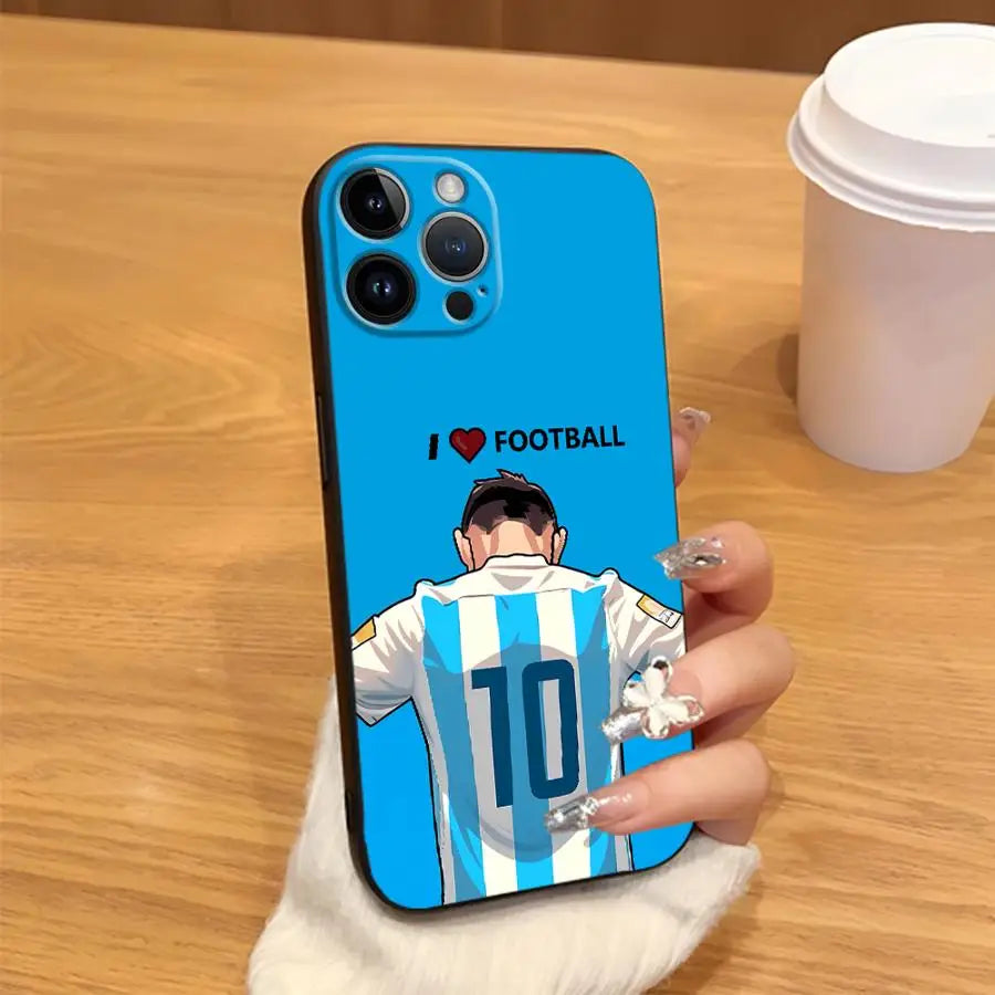 Football Sports Man Cool Case for iPhone XS Max XR 15 16 14 Plus 13 12 11 17 Pro Max 17Air 7 8 Black Soft Phone Cover