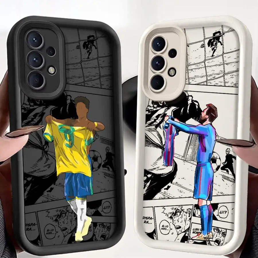 Phone Case for Samsung Galaxy A06 A52 A51 A72 A71 A15 A54 A55 A35 A73 A53 A25 Soft Cover Cartoon Football Sports Anime