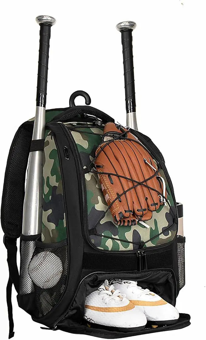 Baseball Softball Backpack with Shoes Compartment Outdoor Softball Bat Bag for Youth Adult Large Capacity Sports Shoulder Bags