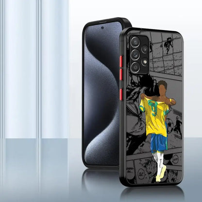 Cartoon Football Sports Anime Case for Samsung Galaxy A53 A21s A25 A26 A54 A52 A56 A73 A22 A34 A35 A36 A24 Black Edge