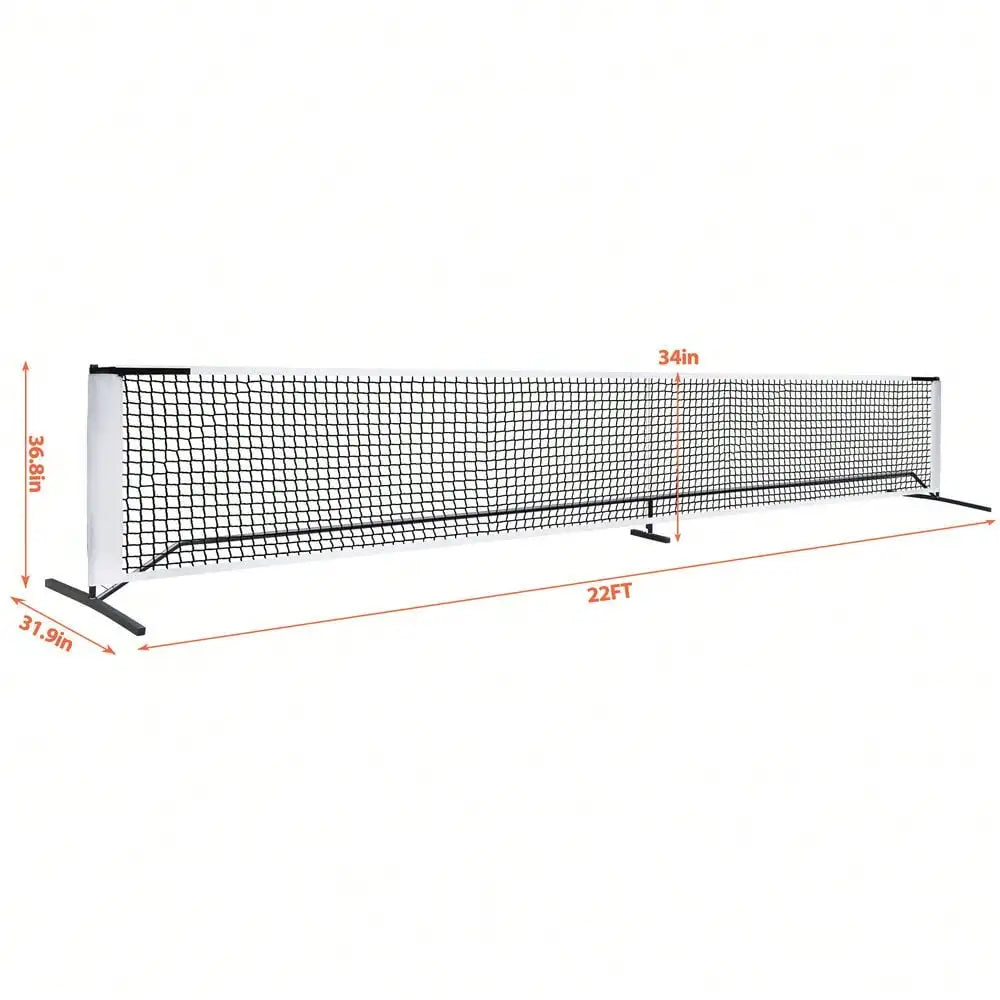 Portable 22FT Pickleball Tennis Net For Outdoor Nylon Sports W/Carry Bag Metal