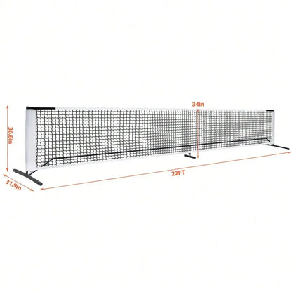 Portable 22FT Pickleball Tennis Net For Outdoor Nylon Sports W/Carry Bag Metal