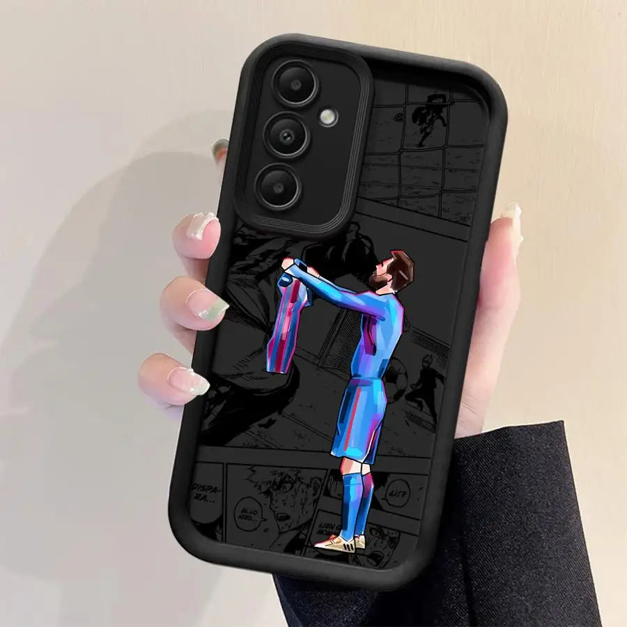 Phone Case for Samsung Galaxy A06 A52 A51 A72 A71 A15 A54 A55 A35 A73 A53 A25 Soft Cover Cartoon Football Sports Anime