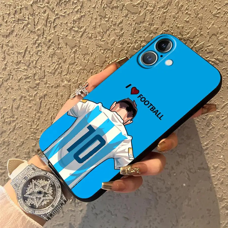 Football Sports Man Cool Case for iPhone XS Max XR 15 16 14 Plus 13 12 11 17 Pro Max 17Air 7 8 Black Soft Phone Cover