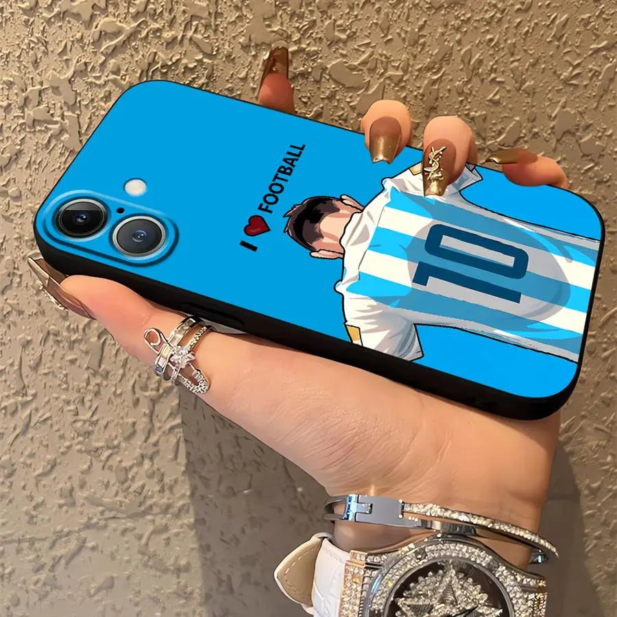 Football Sports Man Cool Case for iPhone XS Max XR 15 16 14 Plus 13 12 11 17 Pro Max 17Air 7 8 Black Soft Phone Cover
