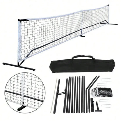 Portable 22FT Pickleball Tennis Net For Outdoor Nylon Sports W/Carry Bag Metal
