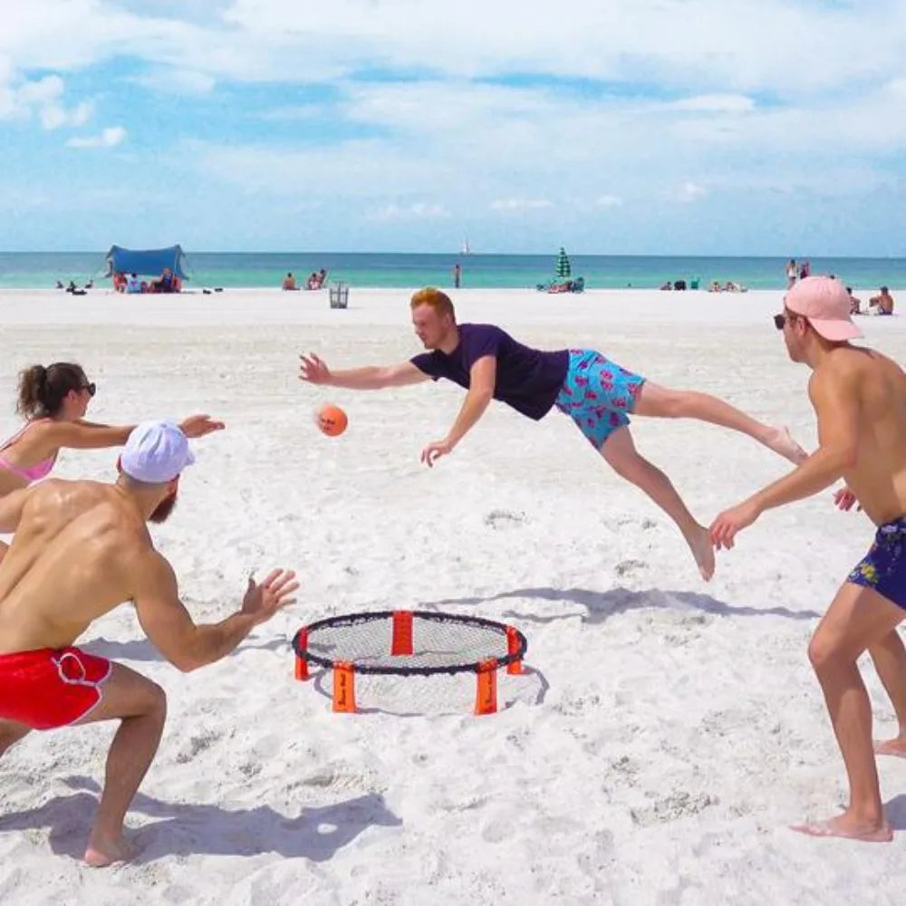 Mini Beach Volleyball Spike Game Balls Set - Includes 3 Balls Net and Bag Outdoor Team Sports Lawn Equipment