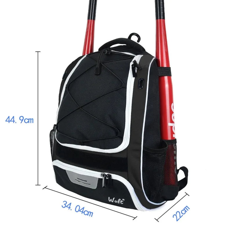 Baseball Softball Backpack with Shoes Compartment Outdoor Softball Bat Bag for Youth Adult Large Capacity Sports Shoulder Bags