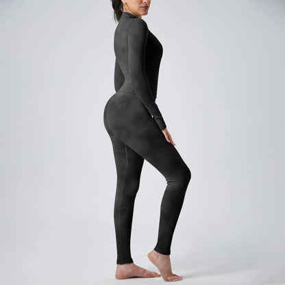 Ultra-stretchy Fleece Sports Suit - Long Pants & Long Sleeves - All-in-one Fitness Set for Cycling, Hiking & Ball Sports