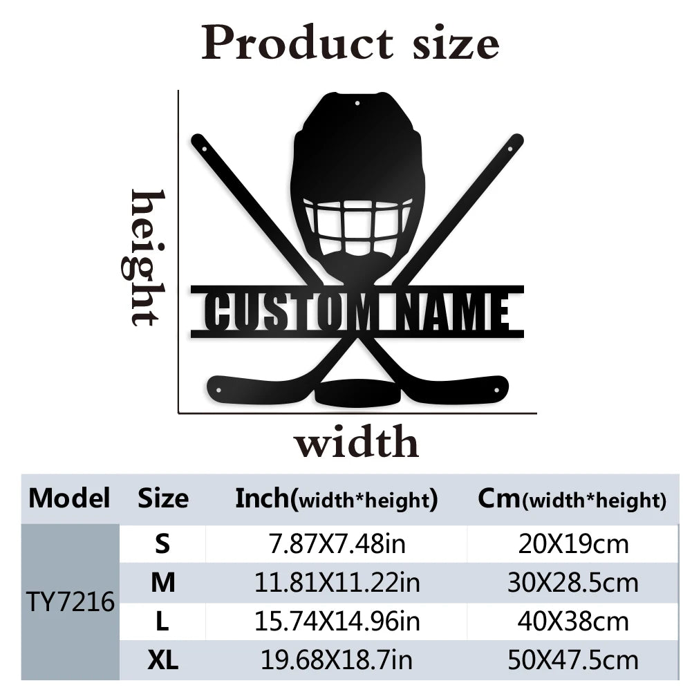 1pc Lovely Ice hockey Custom Name Metal Wall Signs Iron Wall Signs Iron Wall Plaque Tin Plate Signs for gym or sports hall