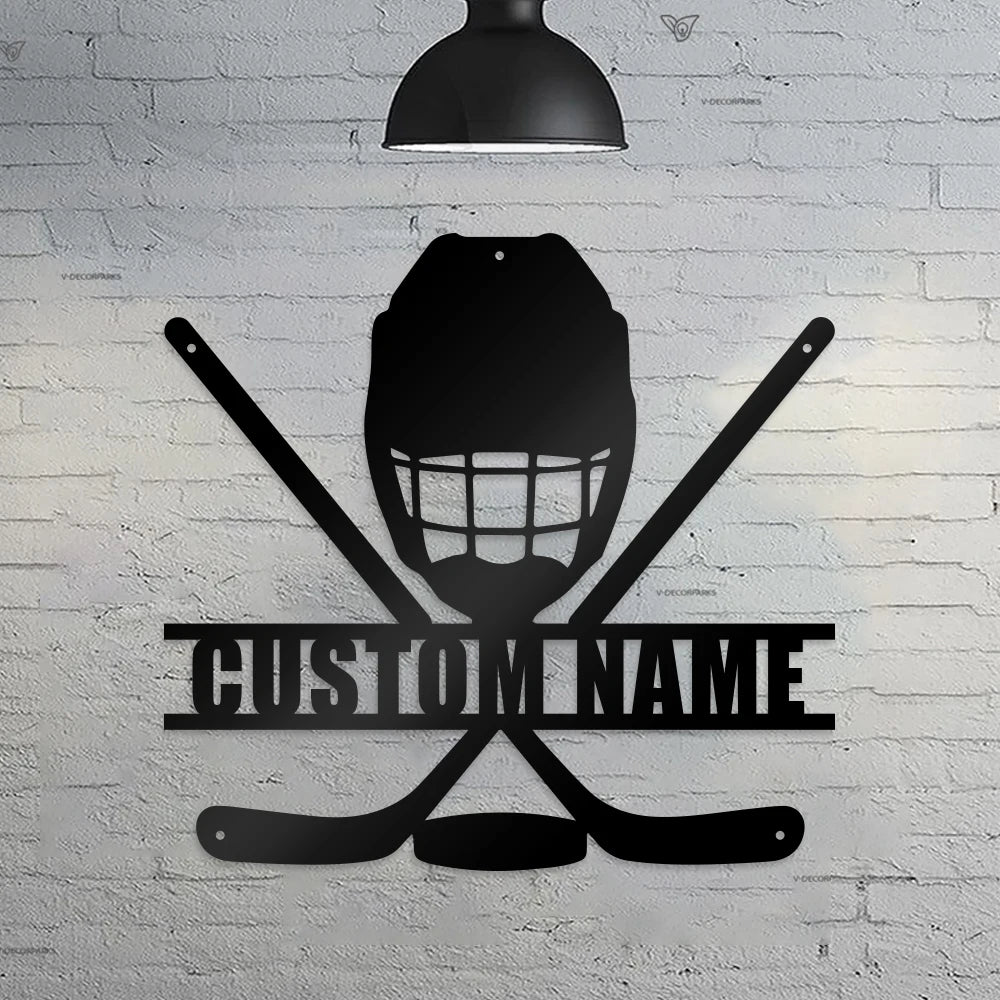 1pc Lovely Ice hockey Custom Name Metal Wall Signs Iron Wall Signs Iron Wall Plaque Tin Plate Signs for gym or sports hall