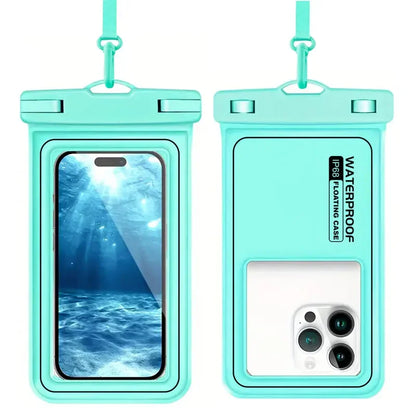 Floating Airbag IP68 Waterproof Swimming Sports Bag Pouch Phone Case Touch Screen & Strap For iPhone Samsung 6.8" Mobile Phone