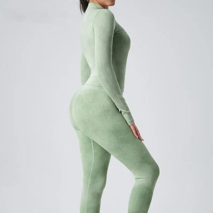 Ultra-stretchy Fleece Sports Suit - Long Pants & Long Sleeves - All-in-one Fitness Set for Cycling, Hiking & Ball Sports