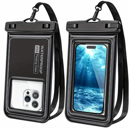 Floating Airbag IP68 Waterproof Swimming Sports Bag Pouch Phone Case Touch Screen & Strap For iPhone Samsung 6.8" Mobile Phone