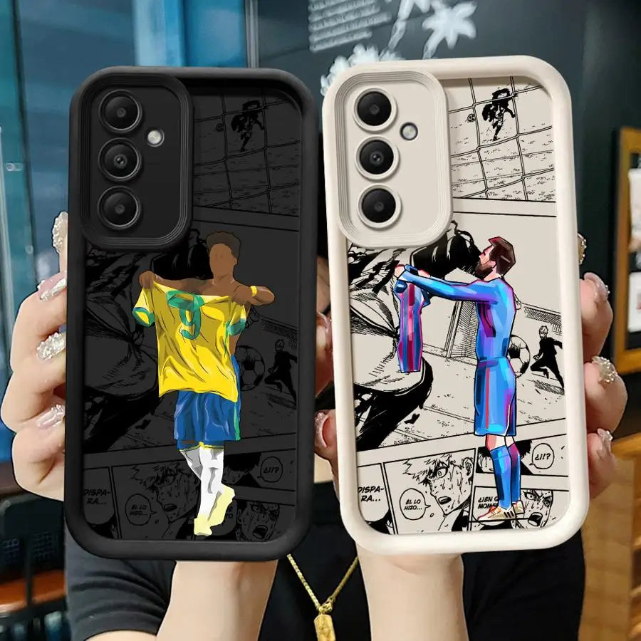 Phone Case for Samsung Galaxy A06 A52 A51 A72 A71 A15 A54 A55 A35 A73 A53 A25 Soft Cover Cartoon Football Sports Anime