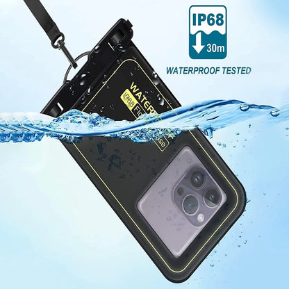 Floating Airbag IP68 Waterproof Swimming Sports Bag Pouch Phone Case Touch Screen & Strap For iPhone Samsung 6.8" Mobile Phone
