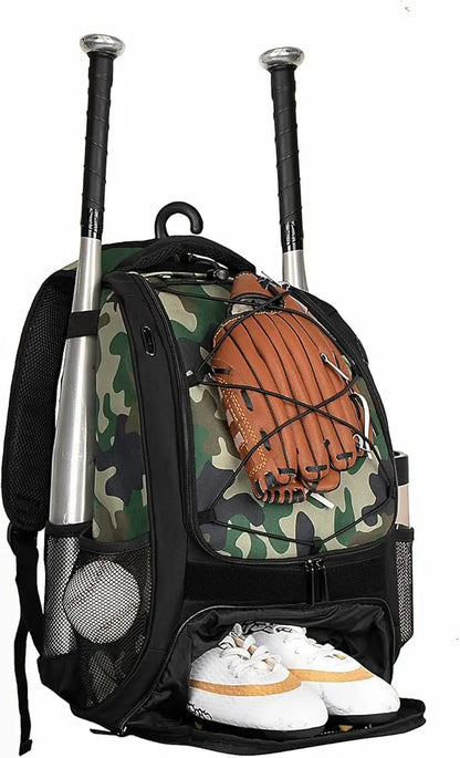 Baseball Softball Backpack with Shoes Compartment Outdoor Softball Bat Bag for Youth Adult Large Capacity Sports Shoulder Bags