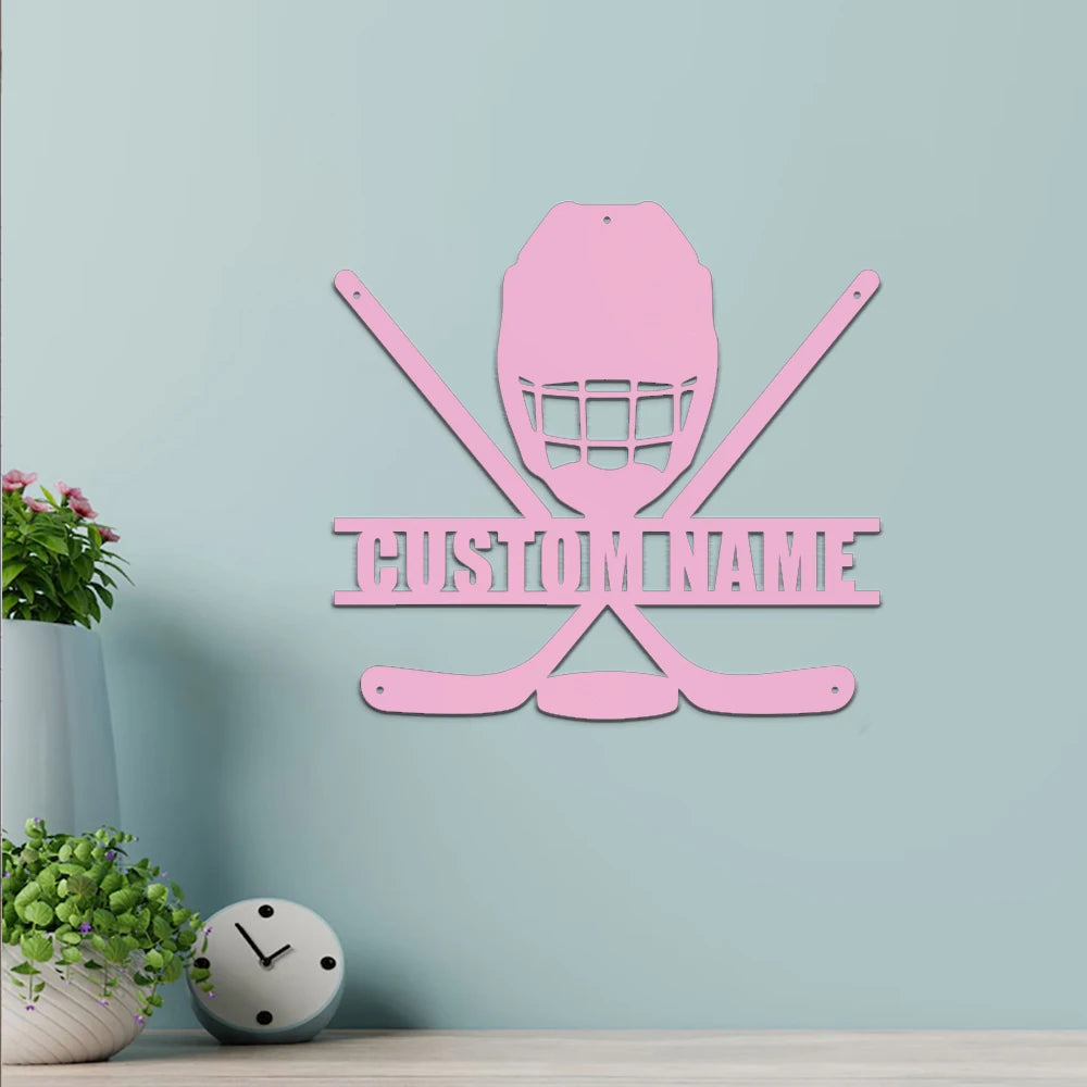 1pc Lovely Ice hockey Custom Name Metal Wall Signs Iron Wall Signs Iron Wall Plaque Tin Plate Signs for gym or sports hall