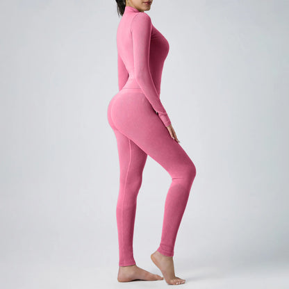 Ultra-stretchy Fleece Sports Suit - Long Pants & Long Sleeves - All-in-one Fitness Set for Cycling, Hiking & Ball Sports