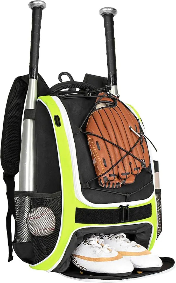 Baseball Softball Backpack with Shoes Compartment Outdoor Softball Bat Bag for Youth Adult Large Capacity Sports Shoulder Bags