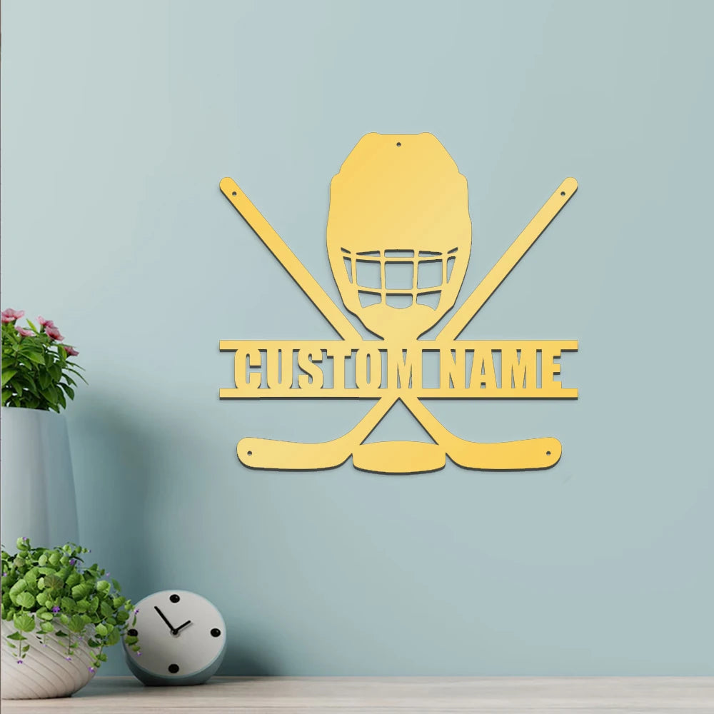 1pc Lovely Ice hockey Custom Name Metal Wall Signs Iron Wall Signs Iron Wall Plaque Tin Plate Signs for gym or sports hall