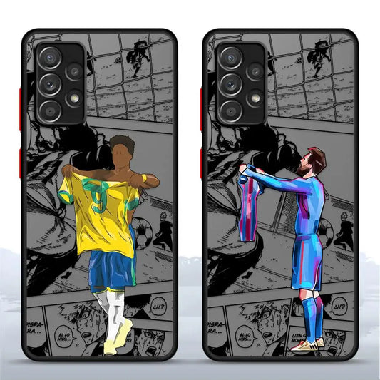 Cartoon Football Sports Anime Case for Samsung Galaxy A53 A21s A25 A26 A54 A52 A56 A73 A22 A34 A35 A36 A24 Black Edge