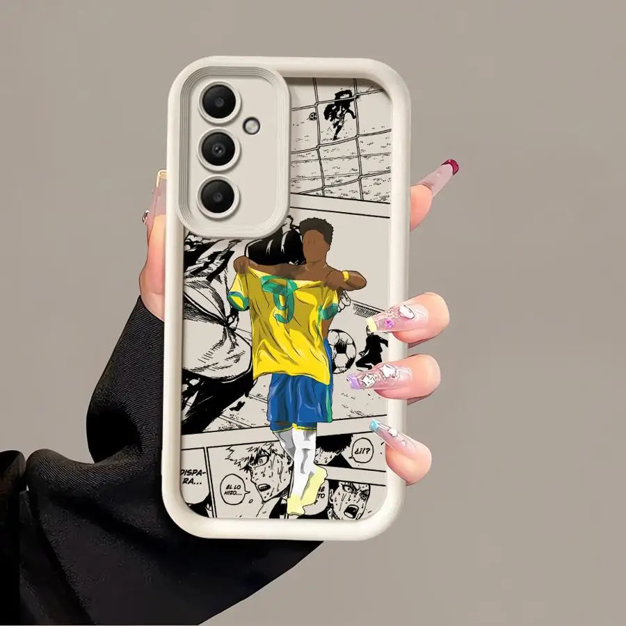 Phone Case for Samsung Galaxy A06 A52 A51 A72 A71 A15 A54 A55 A35 A73 A53 A25 Soft Cover Cartoon Football Sports Anime