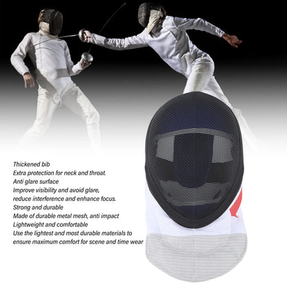 Fencing Sports Mask Fencing Protective Helmet with Padded Bib for Daily Practice and Competition Black Fencing Protective Gear