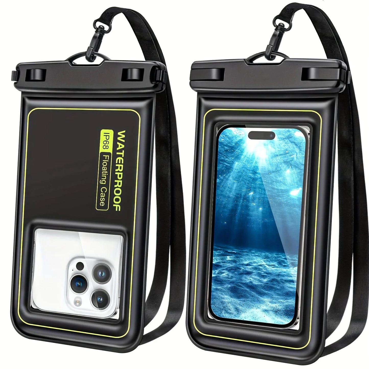 Floating Airbag IP68 Waterproof Swimming Sports Bag Pouch Phone Case Touch Screen & Strap For iPhone Samsung 6.8" Mobile Phone