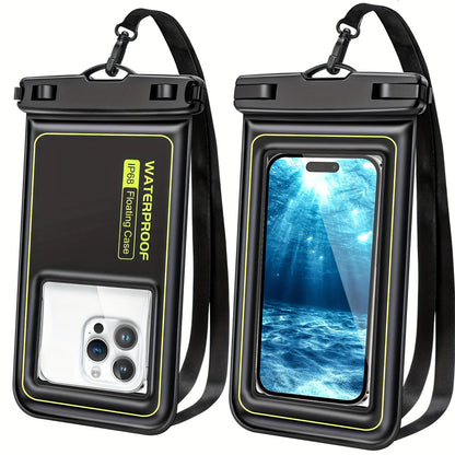Floating Airbag IP68 Waterproof Swimming Sports Bag Pouch Phone Case Touch Screen & Strap For iPhone Samsung 6.8" Mobile Phone