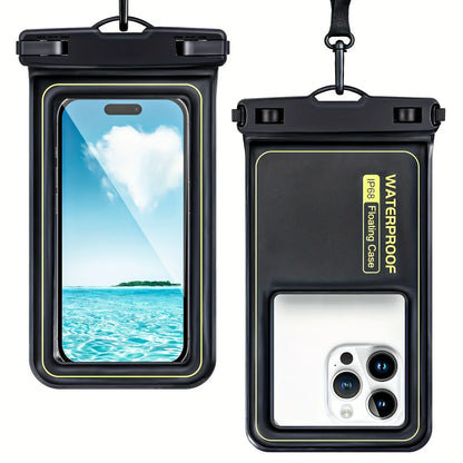 Floating Airbag IP68 Waterproof Swimming Sports Bag Pouch Phone Case Touch Screen & Strap For iPhone Samsung 6.8" Mobile Phone