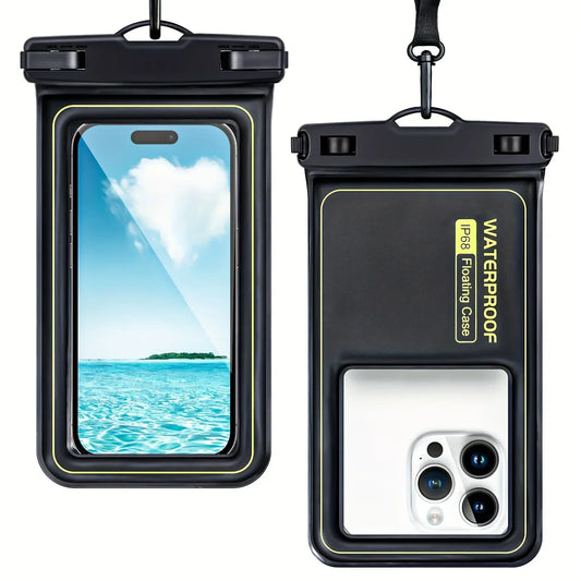 Floating Airbag IP68 Waterproof Swimming Sports Bag Pouch Phone Case Touch Screen & Strap For iPhone Samsung 6.8" Mobile Phone