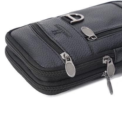 Men Waist Bag Mobile Phone Bag Outdoor PU Leather Wearable Belt Sports Waterproof Small Hanging Bag Business Leisure Coin Purse